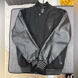 Crooks & Castles Medusa Varsity Jacket (All Black Medusa Varsity Bomber Jacket)